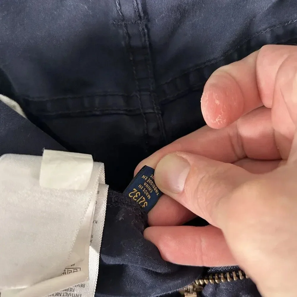 Polo Ralph Lauren Pants Men's 32x32 Blue Chino Pockets Button Zip Cotton Blend